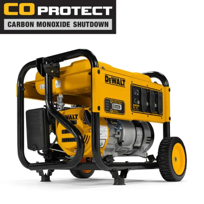 Gerador portátil a gás DEWALT de 8000 watts com partida elétrica, controle de marcha lenta, tomadas GFCI e proteção contra CO