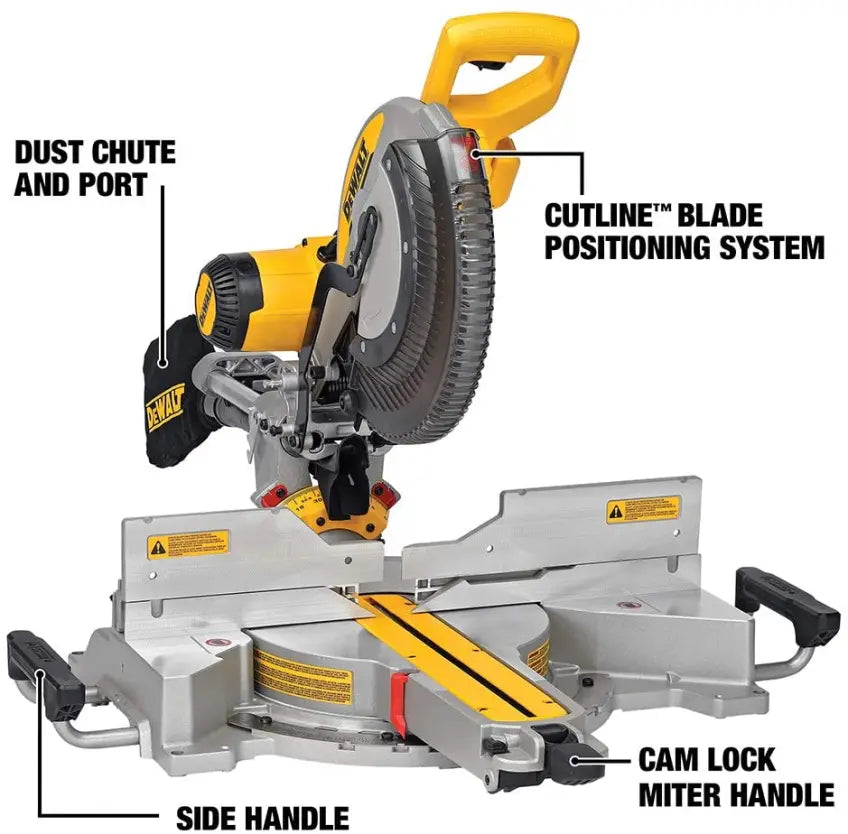 DEWALT DWS780 12-Zoll-Gehrungssäge mit doppelter Abschrägung für Verbundwerkstoffe (DWS780), Schwarz